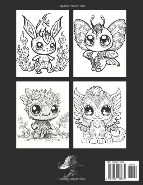 Adorable Fantasy Creatures: Coloring Book for Adults and Teens Featuring Cute Dragons, Unicorns, and All Kinds of Mythical Animals WoodArtSupply