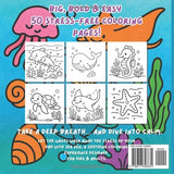 Zen Sea: Stress Relief Coloring Book with Easy Ocean Scenes: Big Bold & Easy 50 Stress free (Coloring Pages for Kids & Adults) WoodArtSupply