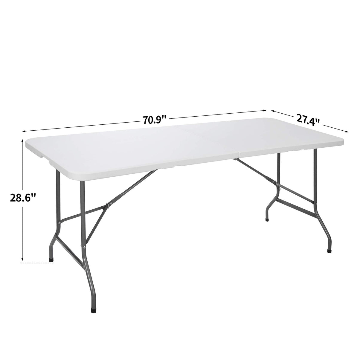 SUPER DEAL 6FT Folding Table for Indoor Outdoor, Portable Heavy Duty Fold-in-Half Plastic Dining Picnic Party Camping Table with Carrying Handle SUPER DEAL