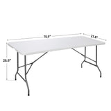 SUPER DEAL 6FT Folding Table for Indoor Outdoor, Portable Heavy Duty Fold-in-Half Plastic Dining Picnic Party Camping Table with Carrying Handle SUPER DEAL