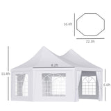 Outsunny 22 x 16 ft Party Tent, Wedding Tent with Sidewalls, Heavy Duty Event Tent with 2 Doors and 6 Windows, Outdoor Gazebo Tent for Party, White Outsunny