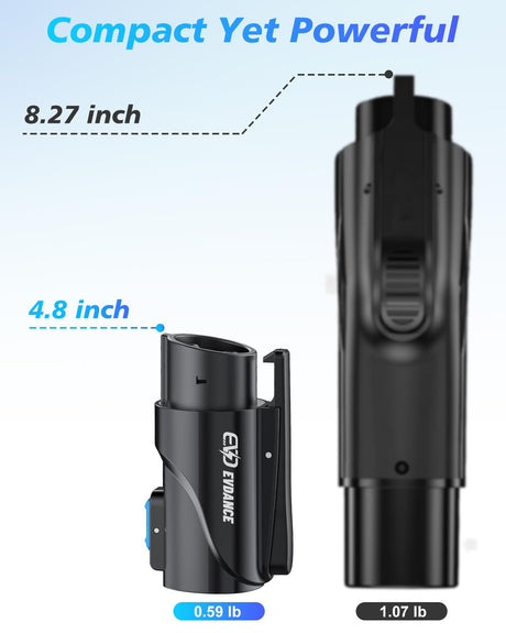 EVDANCE NACS to J1772 Charging Adapter - Max 80 Amp & 250V J1772 EV Adapter Compatible with Tesla High Powered Connectors Destination Chargers and Mobile Connectors (Black) EVDANCE