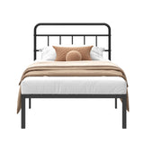 Kujielan 12 inches Twin Size Bed Frame with Minimalist headboard,Metal Platform Base with Strong Metal Slats,Mattress Foundation for Under Bed Storage,Easy Assembly,Black Kujielan