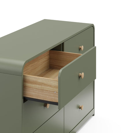 Storkcraft Santos 6 Drawer Bedroom Dresser (Olive & Natural) – GREENGUARD Gold Certified Dresser for Kids Bedroom with Interlocking Drawer System Storkcraft