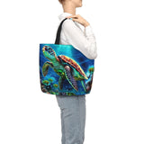 FHEDVBN Sea Turtles Diamond Painting Tote Bags for Women Canvas Tote Purse Large Shoulder Bag Aesthetic Shopping Bags Reusable Grocery Bag Hobo Bags Casual Handbags, Top Zipper Closure FHEDVBN