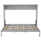 PVWIIK Queen Size Murphy Bed,Wall Bed Frame Folding into Cabinet Design for Small Space,Bedroom,Guest Room,Gray PVWIIK