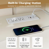 Tangkula Corner TV Stand for TVs up to 65”, TV Console Table w/AC Outlets, USB A Ports, USB C Port, Metal Frame & Storage Shelves, 55” Media Entertainment Center for Living Room (White, 55" L) Tangkula