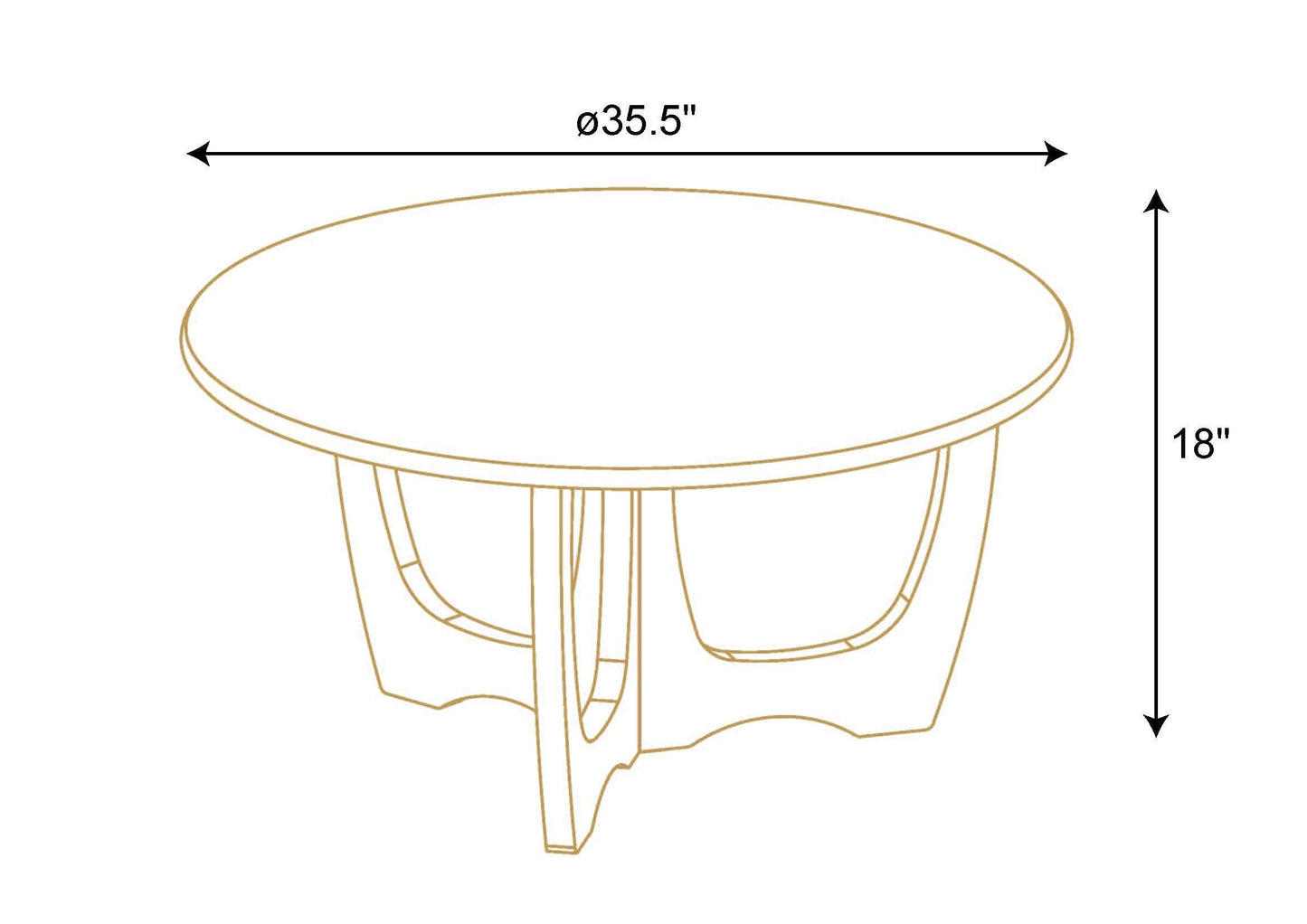 FINECASA Wooden Round Coffee Table Curved Leg, Accent Couch,Home Decoration, Living Room Tables, 36 x 18 Inches, Natural - WoodArtSupply