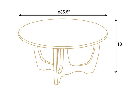 FINECASA Wooden Round Coffee Table Curved Leg, Accent Couch,Home Decoration, Living Room Tables, 36 x 18 Inches, Natural FINECASA