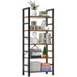 Sweetcrispy Book Shelf, 5 Tier Bookcase, Tall Bookshelf Modern Book Case for Books, Garage Kit, CDs, Movies, Industrial Corner Storage Organizer for Bedroom Home Office Kitchen Living Room Rust Brown Sweetcrispy