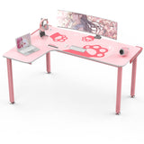 EUREKA ERGONOMIC Gaming Desk,60 Inch Pink L-Shaped Computer Desk, Corner Desk Gamer Desk Game Table with Free Mouse Pad for Girls Home Office Wood & Metal Space-Saving,Easy to Assemble,Pink EUREKA ERGONOMIC