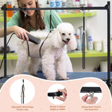 HIDOG H-Shape Dog Grooming Arm with Clamp, Pet Grooming Table Arm with 3 Loop Noose, 33" Height Adjustable and 38" - 50" Width Adjustable for Small/Medium/Large Dogs HIDOG