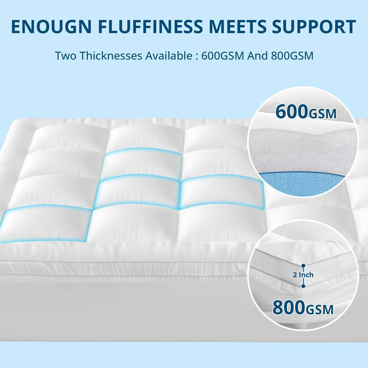 YUGYVOB Mattress Pad Extra Thick, Cooling, and Breathable Twin Mattress Topper 8-21" Deep Pocket Soft Down Alternative Fill YUGYVOB
