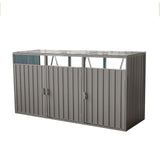 Outdoor Trash Can Storage, Storage Shed for 3 Trash cans and Tools,Waterproof Garbage Bin shed,Metal Trash Can Storage Shed Outdoor for Garden Yard(Light Grey-3 Doors) IMagacFun