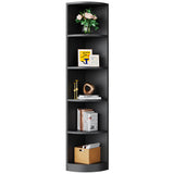 YITAHOME 5-Tier Black Corner Bookshelf - Modern Free Standing Display Bookcase YITAHOME