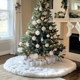AOGU 48 Inch Faux Fur Christmas Tree Skirt White Plush Skirt for Merry Christmas Party Christmas Tree Decoration AOGU