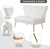 WQSLHX 50’’ Velvet Modern Armless Loveseat for Living Room Bedroom, Upholstered Small Wingback Couch Sofa with Gold Metal Legs & 2 Seater WQSLHX