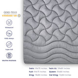 SLEEP ZONE Grey Waterproof Mattress Pad Full Size, Premium Soft Embossed Mattress Topper, Quilted Fitted Mattress Protector Cover with Elastic Deep Pocket (Grey, Full) SLEEP ZONE