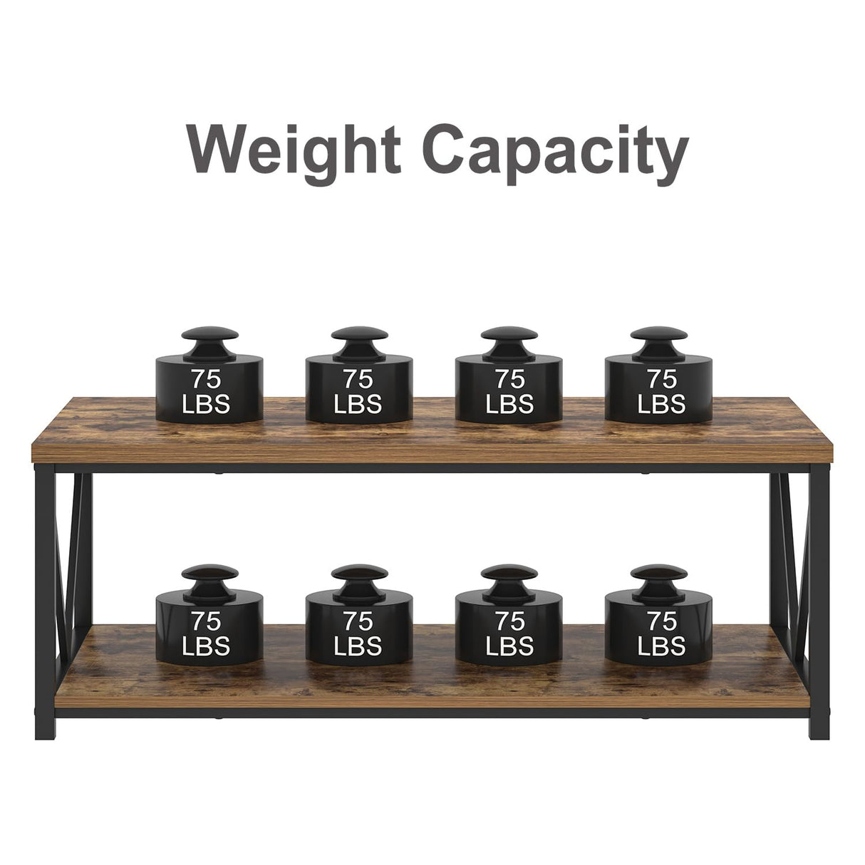 EXCEFUR Modern Coffee Table, Rustic Wood and Metal Living Room Table with Storage Shelf, Industrial Rectangle Center Table, 47 Inch Brown EXCEFUR