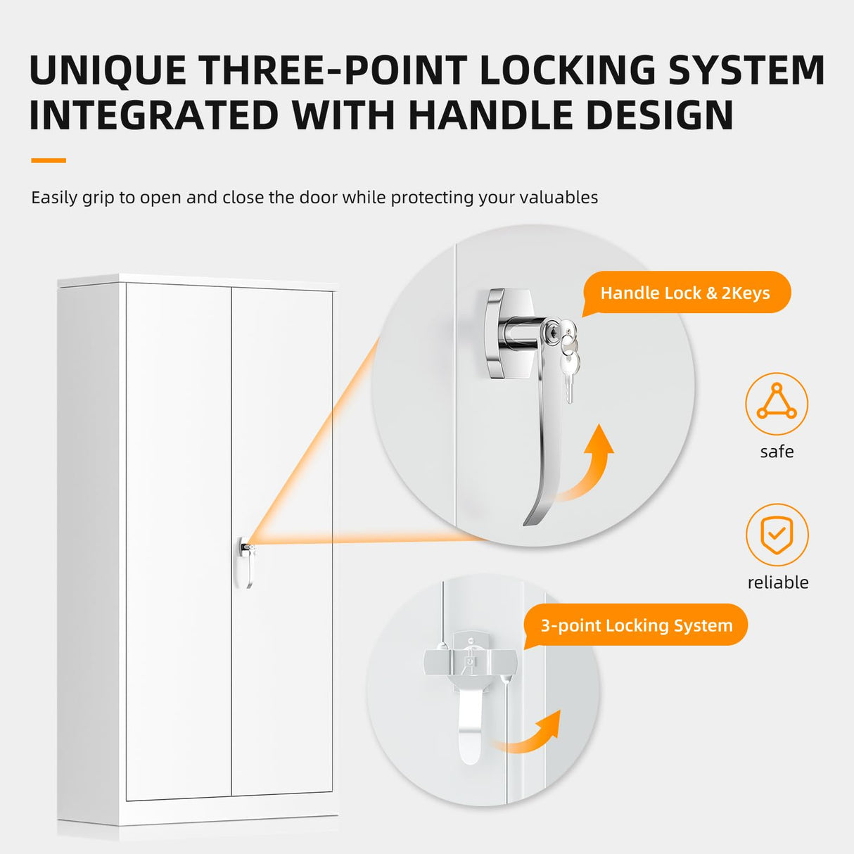 INTERGREAT Metal Wardrobe Closet - 72" Bedroom Armoires with Lock, Storage Locker with Adjustable Shelves and Removable Hanging Rods (White) INTERGREAT