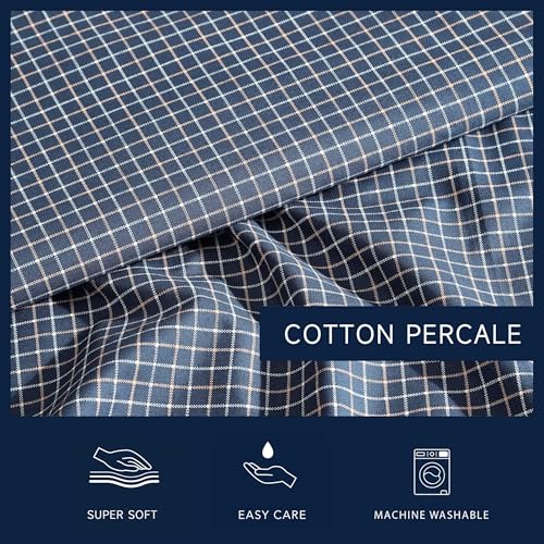 Nautica - Full Sheets, Premium Cotton Percale Bedding Set, Plaid Home Decor, Oeko-Tex Certified (Reece Plaid Navy, Full) Nautica
