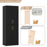 Homzbesy Pantry - Kitchen Pantry Cabinet with 4 Doors and Adjustable Shelves, Tall Black Cabinet Freestanding Storage Cupboard for Dining Room Living Room, Laundry, Bathroom Homzbesy