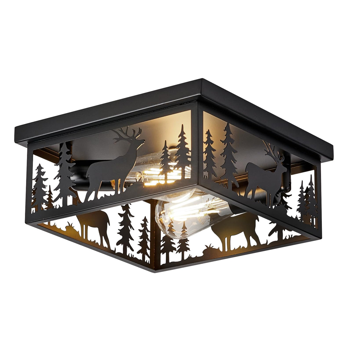 Monyohame Farmhouse Rustic Deer Ceiling Light Fixtures, Vintage Metal Cage Light Perfests for Kitchen,Living Room, Bedroom, Balcony, Entryway, Hallway, Cabin(Bulbs not Included) Monyohame