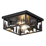 Monyohame Farmhouse Rustic Deer Ceiling Light Fixtures, Vintage Metal Cage Light Perfests for Kitchen,Living Room, Bedroom, Balcony, Entryway, Hallway, Cabin(Bulbs not Included) Monyohame