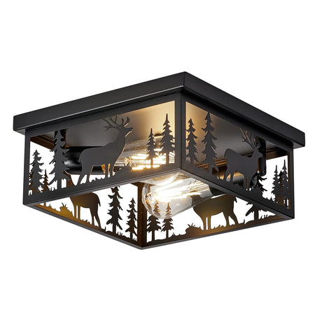 Monyohame Farmhouse Rustic Deer Ceiling Light Fixtures, Vintage Metal Cage Light Perfests for Kitchen,Living Room, Bedroom, Balcony, Entryway, Hallway, Cabin(Bulbs not Included) Monyohame