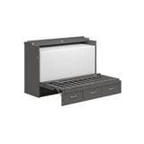 AFI, Northfield Murphy Bed Chest Queen with 6" Mattress, Storage Drawer & Built-in USB Charger, Grey AFI