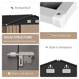 Garvee 10×8FT Outdoor Storage Shed, Metal Waterproof Garden Storage Shed Galvanized Steel Utility Tool Shed with Lockable Doors & Vents, All-Weather Shelter for Bike/Kids Car/Mowers/Tool, etc. Brown Garvee