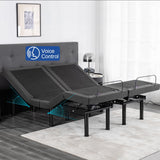 Split King Adjustable Bed Frame with Massage, 14 Inch Grey Gel Memory Foam Medium-Firm Mattress in Box, Updated Adjustable Bed Base with Thickened Foam Frame, Adjustable legs,Voice Control, Smart Bed Vipbear