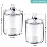 6 Pack Qtip Dispenser Apothecary Jars Bathroom with Labels - Qtip Holder Storage Canister Clear Plastic Acrylic Jar for Cotton Ball,Cotton Swab,Cotton Rounds,Floss Picks, Hair Clips (Clear) SheeChung