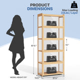 Magshion Display Cabinet with Acrylic Doors, 5-Tier Curio Cabinet for Collectibles, Display Case Showcase for Living Room, Office, 27.5"(L) x 13.5"(W) x 67.5"(H), Natural Magshion