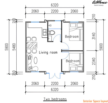 19x20FT Portable Prefabricated Tiny Home for Sale, Mobile Expandable Plastic Prefab House with 1 Full Equiped Bathroom and Kitchen,Container House for Adults Living,Foldable Home with Steel F - WoodArtSupply