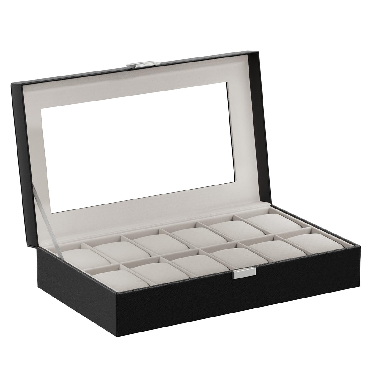 ProCase Watch Box Organizer for Men, 12 Slot Watch Display Case With Glass Lid, PU Leather Watch Storage Mens Watch Case, Watch Holder Organizer for Men Women -12 Slot, Black ProCase