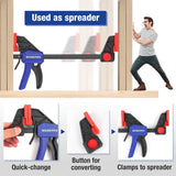 WORKPRO 12" Bar Clamps for Woodworking 2-Pack, Quick-Release Wood Clamps/Spreader Light Duty, One Hand F Clmaps 150 LBS Load Limit, Ideal for Woodworking and DIY Projects WORKPRO