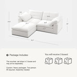 Modular Cloud Sofa, 78.7" Cloud Sectional Couches with Deep Seat，Oversized Loveseat Sofa with Ottoman for Living Room, Modern Comfy Couch with Washable Cover, Wide Armrest (White,1 Ottoman) Vorthio
