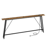 YATINEY 70.9" Console Table with Power Outlets, Sofa Tables Narrow Long, Industrial Behind Couch Table, for Hallway, Entryway, Living Room, Rustic Brown and Black CT185UBR YATINEY