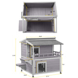 Aivituvin Outdoor Feral Cat House Wooden Kitty Shelter with Large Balcony,Escape Door,Waterproof Aivituvin