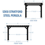 Backyard Discovery Stratford 12' x 10' Traditional Galvanized Steel Pergola Kit with Shade Sail Canopy, Powder-Coated Finish, All-Season Durability, High-Wind Rating for Outdoor Patio, Deck, Garden Backyard Discovery