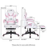 ELECWISH Pink Cute Kawaii Gaming Chair for Girl Ergonomic Desk Racing Office Adjustable High Back Game Swivel Leather Chair with Lumbar Support and Headrest, Pink ELECWISH