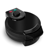 BELLA Classic Belgian Waffle Maker, Nonstick Extra Deep Plates, Browning Control Knob, Locking Latch and Cool Touch Handle, 7" Round, Stainless Steel, Black BELLA