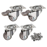 bayite 4 Pack 1" Low Profile Casters Wheels Soft Rubber Swivel Caster with 360 Degree Top Plate 100 lb Total Capacity for Set of 4 (2 with Brakes & 2 Without) bayite