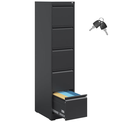 IKIMI 5 Drawer File Cabinet,Metal Filing Cabinets for Home Office,Vertical File Cabinet with Lock,Heavy Duty Metal Storage Cabinet for A4/Letter/Legal Size Files,Assembly Required