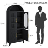 PAOFIN 73" Metal Tall Arched Kitchen Pantry Cabinet, Modern Farmhouse Kitchen Storage Cabinets with 3 Adjustable Shelves, Versatile Cupboard for Kitchen, Dining Room, Black PAOFIN