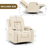 COMHOMA OMHOMA Recliner Chair, Swivel Rocker Recliners, Massage and Heat Reclining Chair, Reclining Sofa with Side Pockets, Cup Holders for Living Room, Bedroom (White) COMHOMA