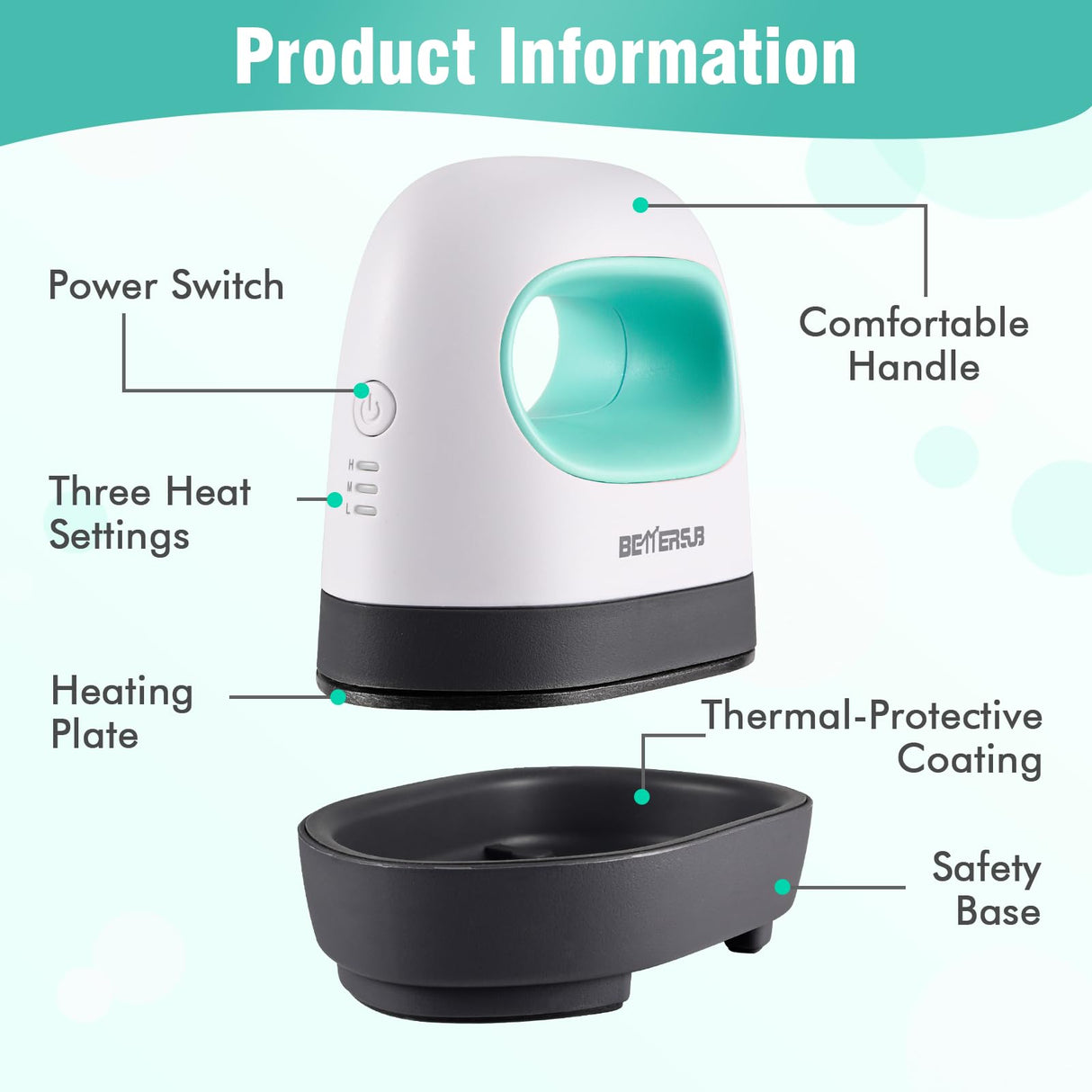 BetterSub Mini Heat Press Machine, Small Heat Press Portable Iron Press Machine, Sublimation and HTV Vinyl Shirt Press Machine for Hat, Bags, Heating Transfer Small Projects (Teal) BetterSub