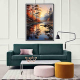 Zariocy 5D Diamond Art Kits for Adults Trees Lakes, DIY Diamond Painting Art Nature Scenery Round Full Drill Crystal Diamond Embroidery Paintings Arts Craft for Home Office Wall Decor 12x16 inch Zariocy