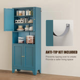 Bevivog 69" Pantry Cabinet,Tall Metal Storage Cabinet with Doors and Adjustable Shelves,High Freestanding Cupboard Locker for Kitchen,Dining Room,Living Room,Office,Blue Bevivog
